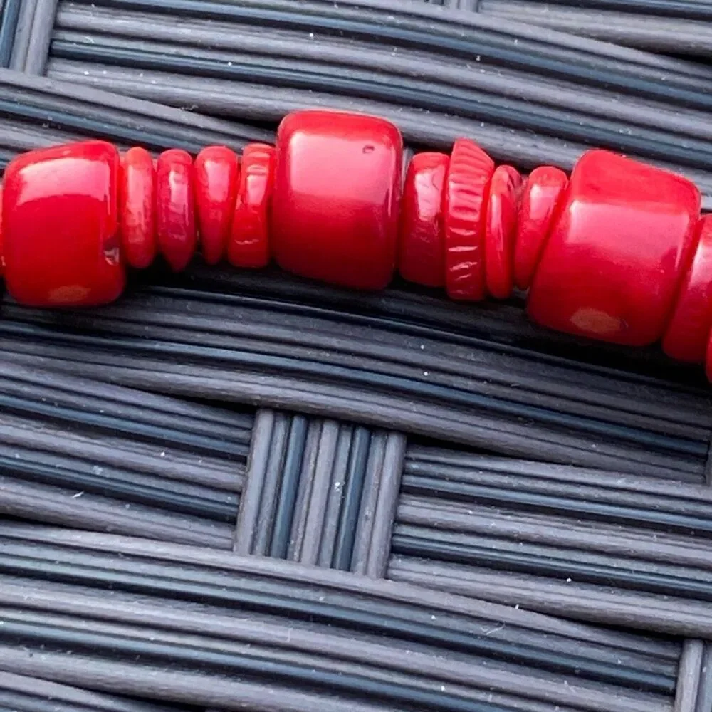 JAY KING RED BAMBOO CORAL BEADED CHUNKY NECKLACE - Picture 5 of 10